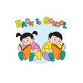 Vector illustration boy and girl reading book